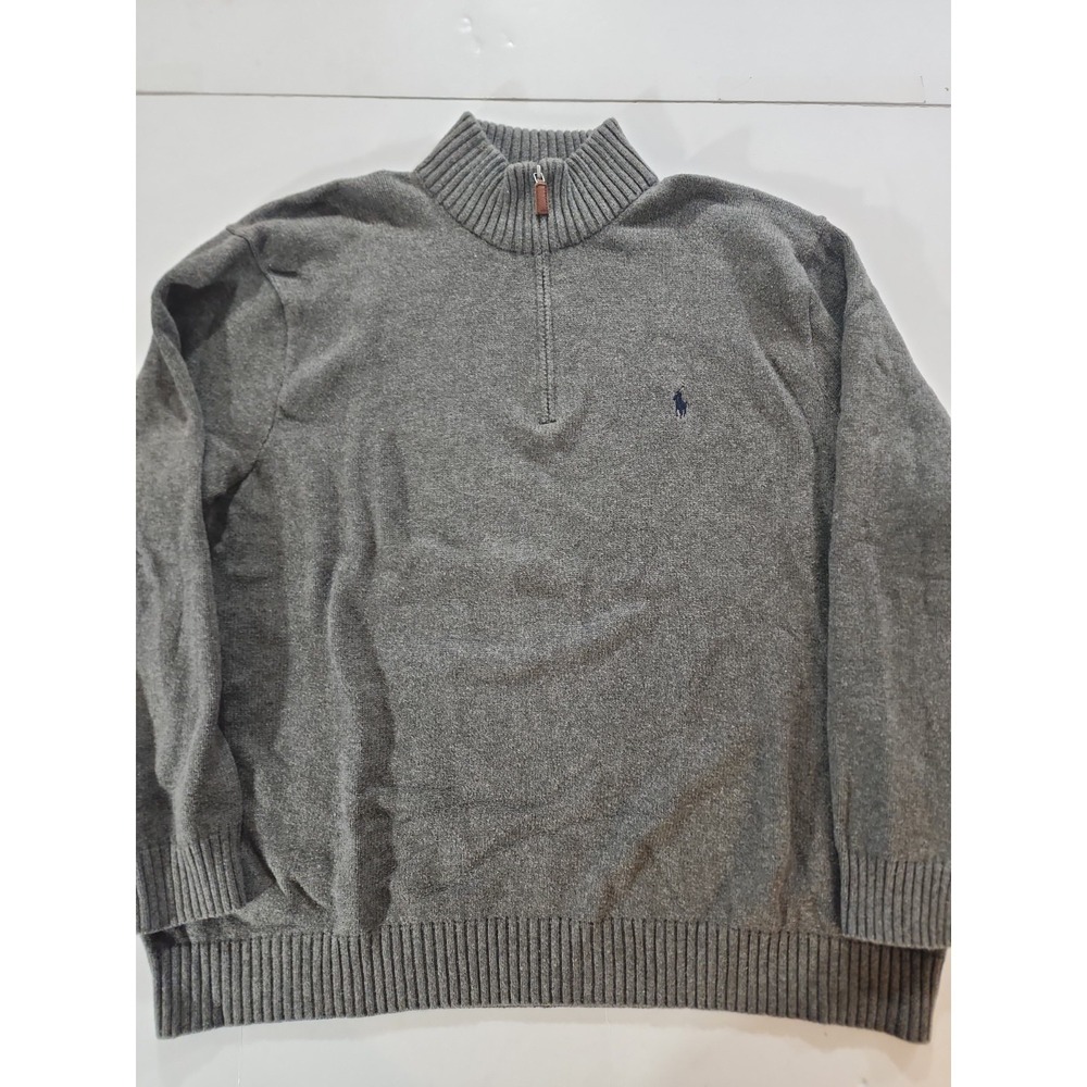 Polo Ralph Lauren 1/4 Zip Sweater Men 3XB Big Heather Gray 100% Cotton Knit Mock